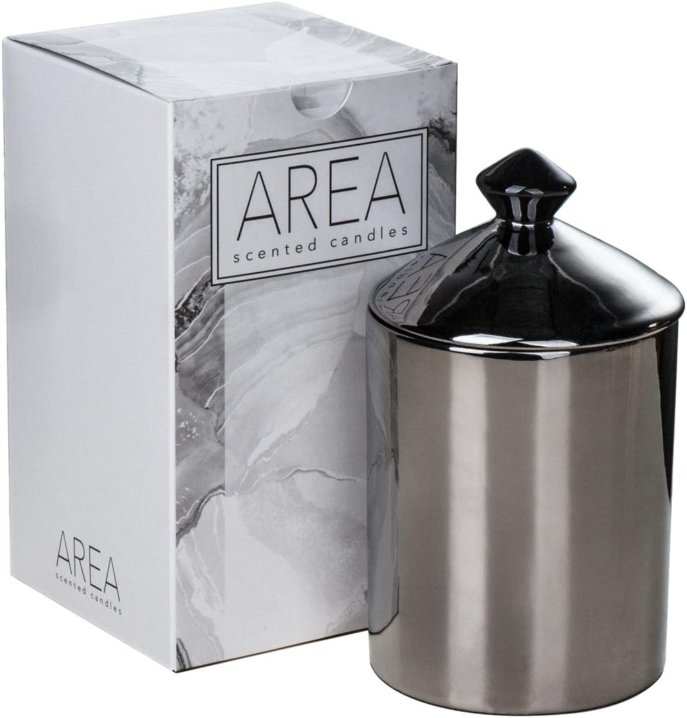 Scented Candles By AREA. 100% Soy Wax Aromatherapy Candle- Argento Design (Forest Scent)