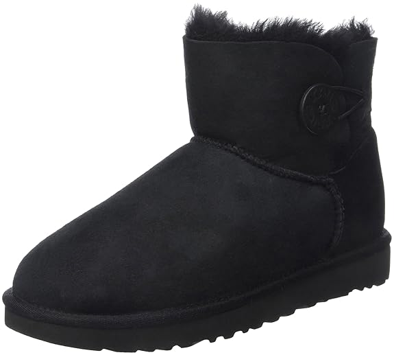 UGG Damen Mini Bailey Button Kurzschaft Stiefel, Schwarz (Nero), 39 EU