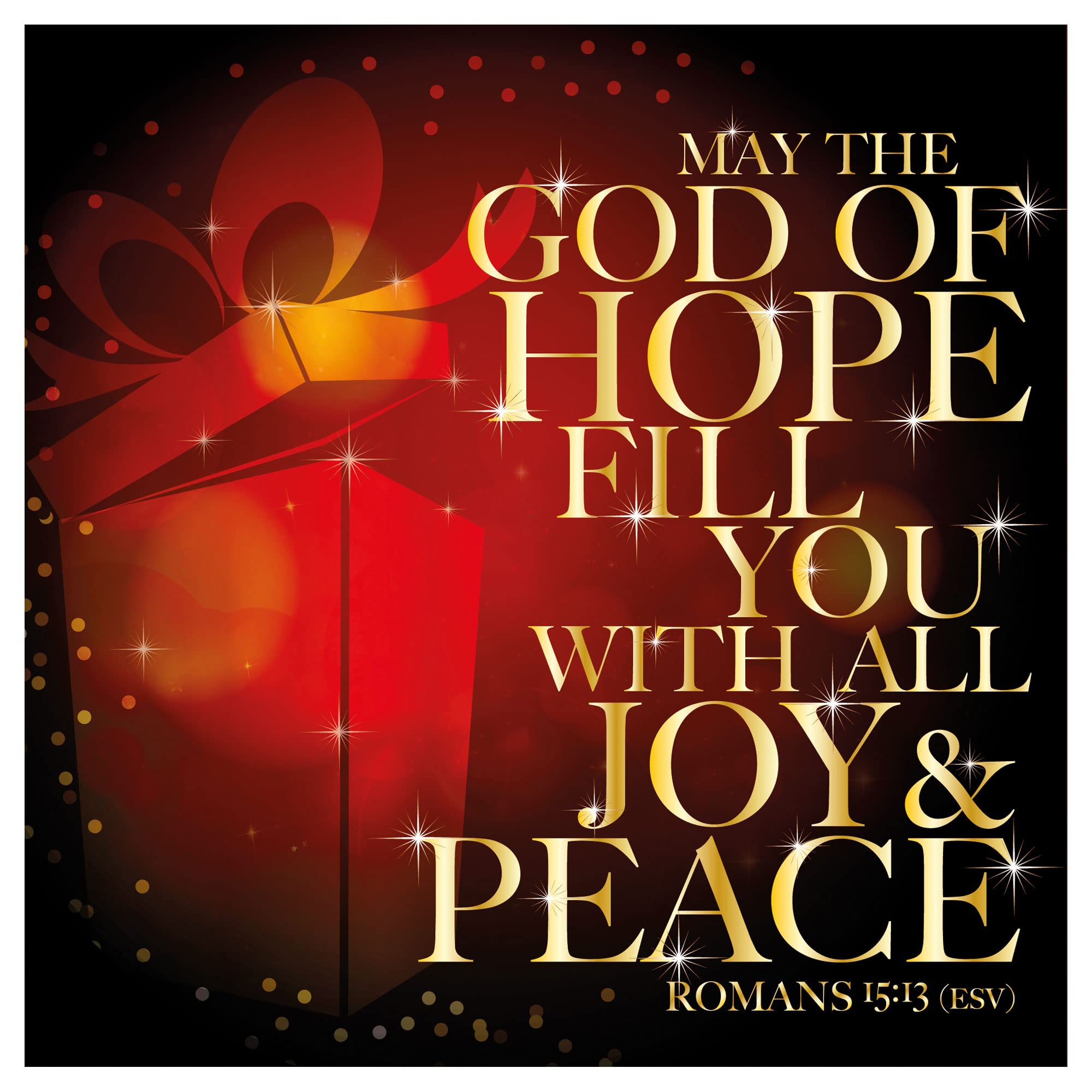 Christian Christmas cards, pack of 10 - Joy & Peace, with Bible verse Romans 15:13 inside these religious Christmas cards, by Just Cards Direct