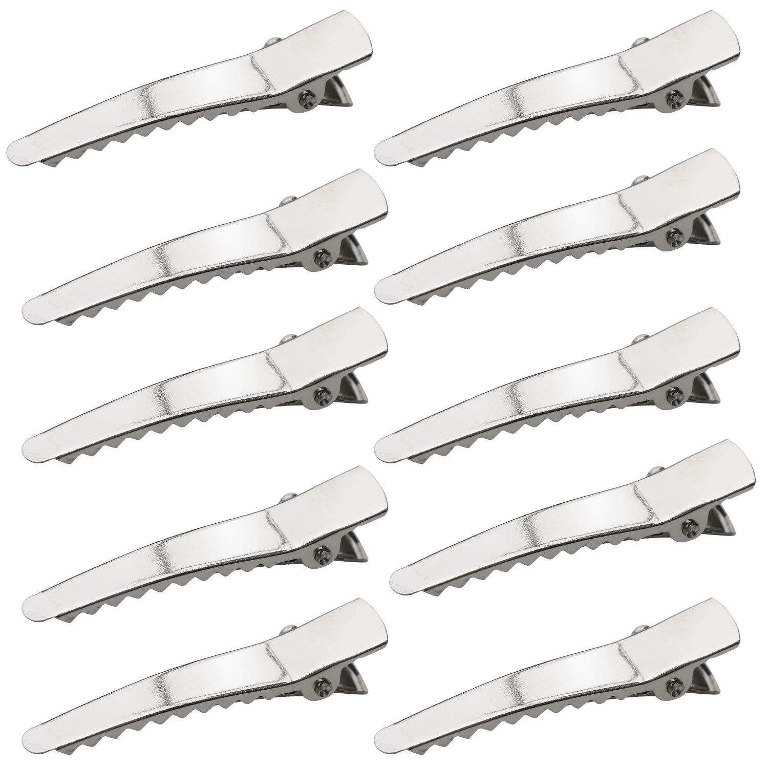 TRIXES Silver Alligator Hair Clips X 50 - Crocodile Grips 45mm - Plain Duckbill Metal Hair Pins Sectioning Curl Clips Small Barrettes, Craft DIY Accessories for Women