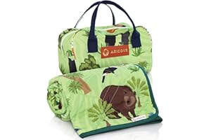 Aricove Kids Weighted Blanket, 5 lb, 36x48 inches, Small Size, Soft Cotton, Machine Washable, Green/Jungle Animals