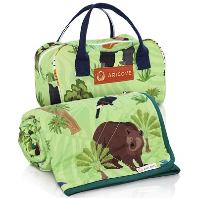 Aricove Weighted Blanket Kids, 7 lb, 40x60 inches, Small Twin Size, Soft Cotton, Machine Washable, Green/Jungle Animals
