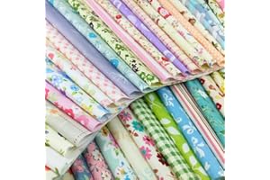 flic-flac Quilting Fabric Squares 100% Cotton Precut Quilt Sewing Floral Fabrics for Craft DIY (8 x 8 inches, 30pcs)