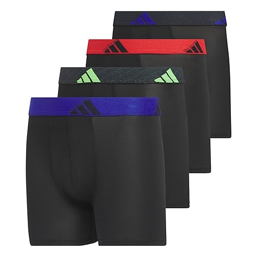 adidas Youth Performance 4-Pack Boxer Brief, Kids Underwear Boys, Athletic Fit Microfiber Boxer Briefs