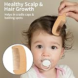 Personalized Wooden Baby Hairbrush & Comb Set Goat Bristles - Cradle Cap Care view 5