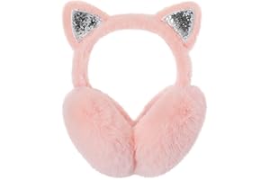 fauson Ear Muffs for Winter Women - Foldable Cute Cat Ear Earmuffs for Women Fuzzy Faux Rabbit Fur Ear Warmers