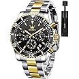 OLEVS Watches for Men Classic with Date Business Dress Luxury Big Face Green/Black/Blue Waterproof Luminous Mens Wrist Watch Analog Two Tone Stainless Steel Men Watch