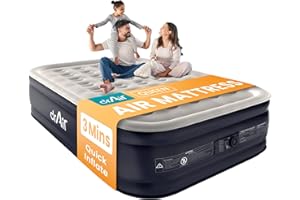 Dr. air Queen Air Mattress with Built-in Pump, 18” Raised Blow Up Mattress - 800 lbs Max Honeycomb Design, 3-Min Inflation, Waterproof Velvety Top, Ideal for Home, Guests & Camping, Colchon Inflable