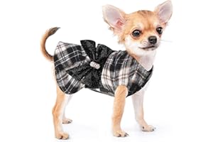 KOSIYI Dog Sweater Dresses for Small Dogs Male Female - Dog Clothes for Small Dogs Girl Boy - Winter Spring Sweater Princess Plaid Dress - Pet Clothes Puppy Outfits Apparel, XS, Black Plaid, 4-6lb