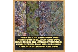 vintage wild floral scrapbook paper theme decoupage sheet for collage art & artsy crafts supplies 20 double sided aged decorative scrapbooking ... flower design for card making & junk journal