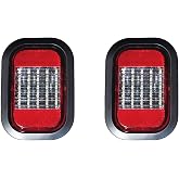 All Star Qty 2-5x3 Clear/White Rectangle 25 LED Reverse/Backup Tail Light Tow Truck Semi Trailer CM Flatbed Reading Postal Hitch Mounted RV Bus Grommet 3 Wire Pigtail Plug Kit Red Reflector Lens 12V