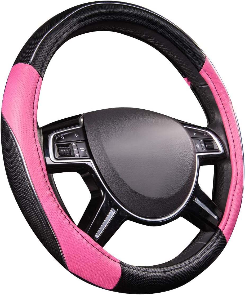 CAR PASS Rainbow Universal FIT Steering Wheel Cover with PVC Leather
