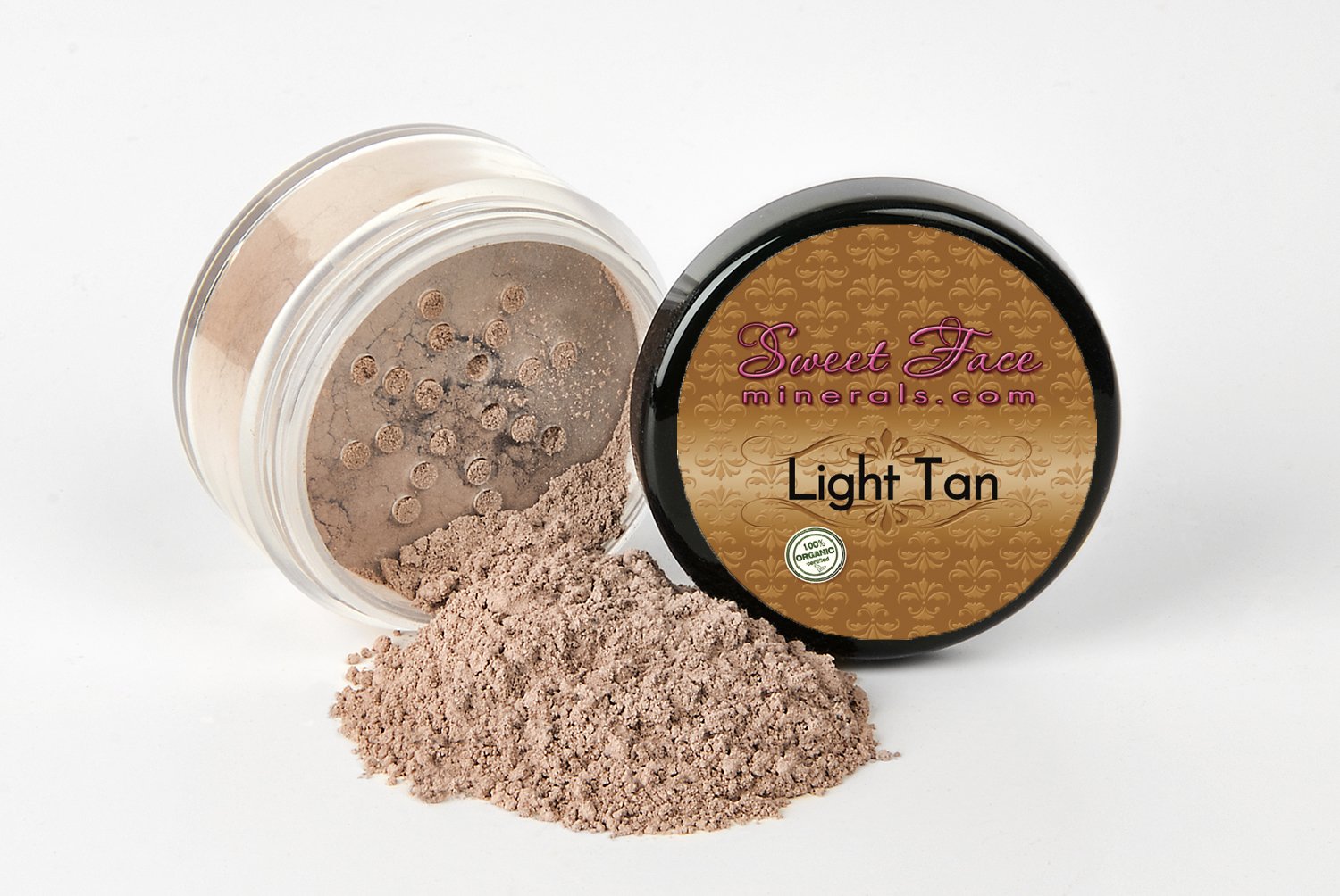 LIGHT TAN FOUNDATION Mineral Makeup (5 gram Sample Size Jar) Matte Loose Powder Bare Face Cosmetics Full Coverage Long Lasting All Skin Types SPF 18