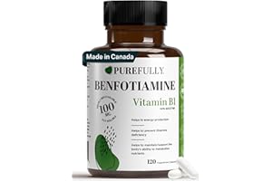 PUREFULLY Benfotiamine Vitamin B1/Thiamine 100mg, 120 Capsules - High Absorption Energy Support - Gluten Free, Non-GMO, Made 