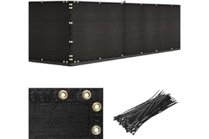 Duerer Privacy Fence Screen 4 x 50ft Black Fence Covering Heavy Duty 170GSM Commercial Windscreen Fencing Mesh Shade Net Cover, UV Protection 90% Blockage Outdoor Backyard, Patio with Cable Ties
