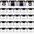Dandat 24 Pcs Plastic Jars with Lid and Label PET Cosmetic Containers Leak Proof Empty Cosmetic Jars Refillable Storage Travel Jars for Lotion Cream Gel Powder Ointment(Clear,8 oz)