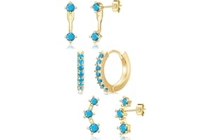 Trendy Small Earrings Stack for Women, 3 Pairs Gold Plated Hypoallergenic Dainty Cute Stud Huggie Jacket Set, Women Fashion A