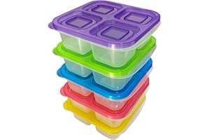 AQSXO 5 Pcs Bento Snack Food Containers, Divided Food Storage with Lids for Travel, Reusable Meal Prep Lunch Containers.