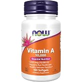 NOW Supplements, Vitamin A 10,000 IU, Eye Health*, Essential Nutrition, 100 Softgels