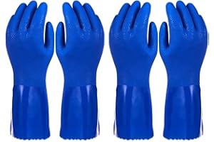 Juvale 2 Pairs Heavy Duty Rubber Cleaning Gloves for Kitchen, Household, Dishwashing, Reusable and Cotton Lined (Large Size, 