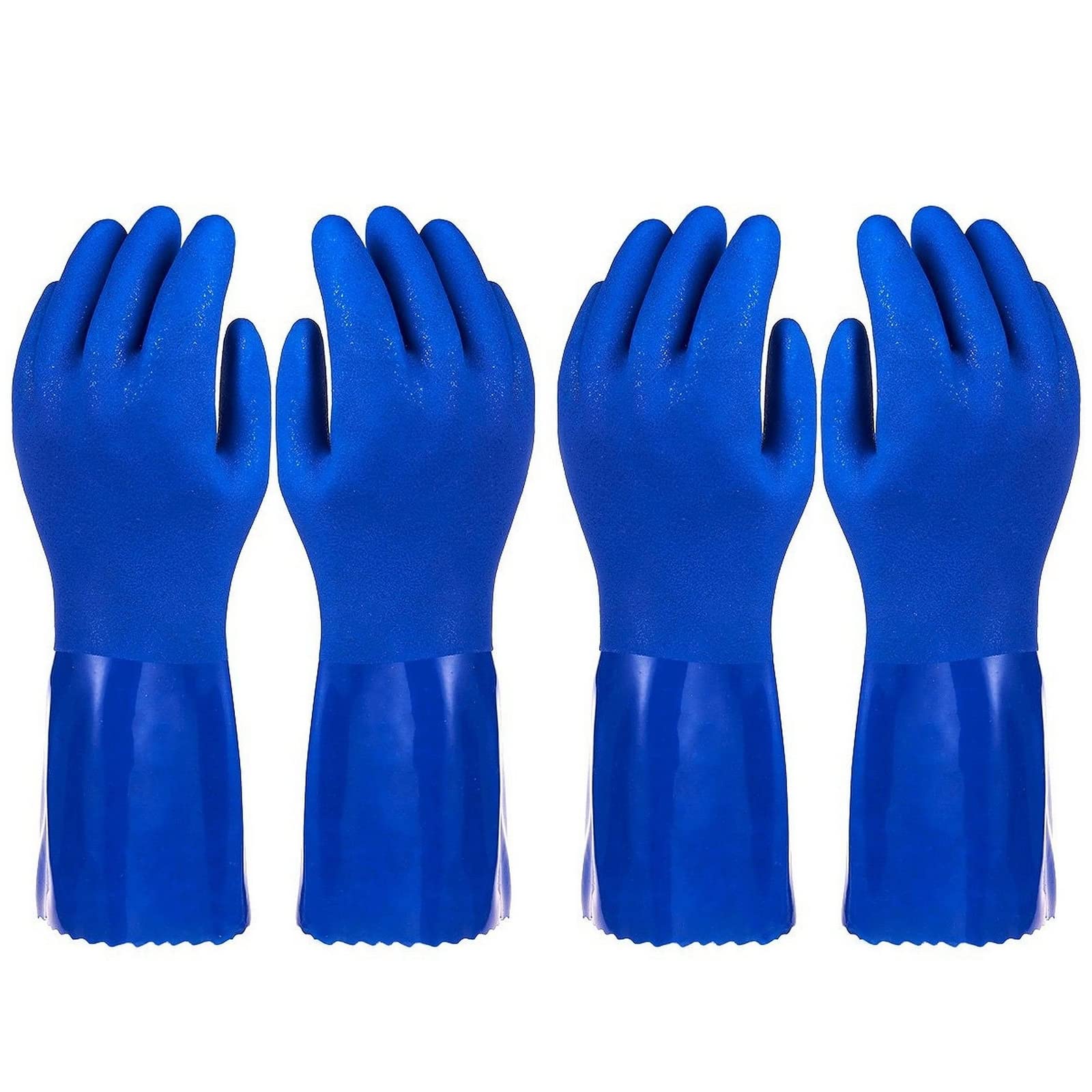 Juvale Pack Of 2 Pairs Household Gloves - Cotton Lined Dish Dishwashing Rubber Kitchen Gloves, Blue, Large