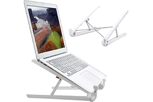 RioRand Adjustable Laptop Stand - Foldable Ergonomic Portable Laptop Riser, Ventilation Computer Stand with Non-Slip, Compati