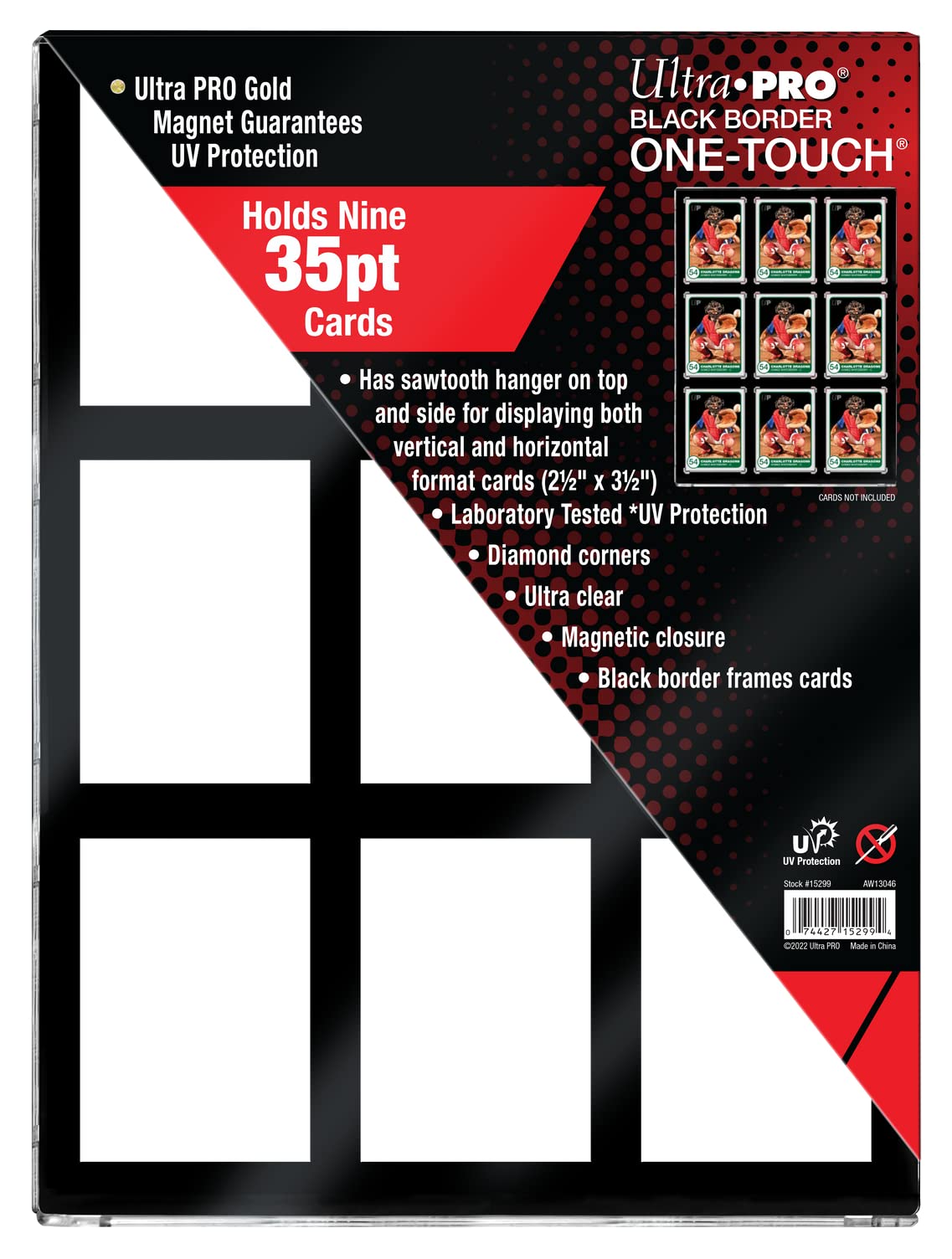 Ultra PRO Black Border ONE-Touch 9 Graded Card Display Case, Show Off & Protect Standard Size Graded Baseball, Football or Collectible Gaming Cards, Magnetic Closure & UV-Resistant