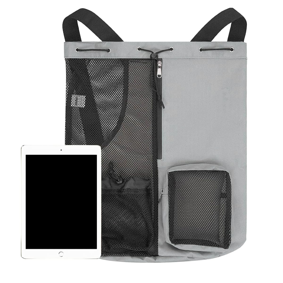 Tiardey Waterproof Swim Bag Sport, Drawstring Mesh Gym Bag with Wet and Dry Compartment, Swimming Equipment Bag for Men Women Beach, Gym (Grey)