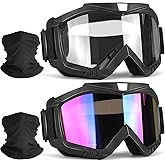 YENPK Dirt & Motocross Bike Goggles, 2-Pack Windproof Racing Goggles for ATV, Ski & Snowboard