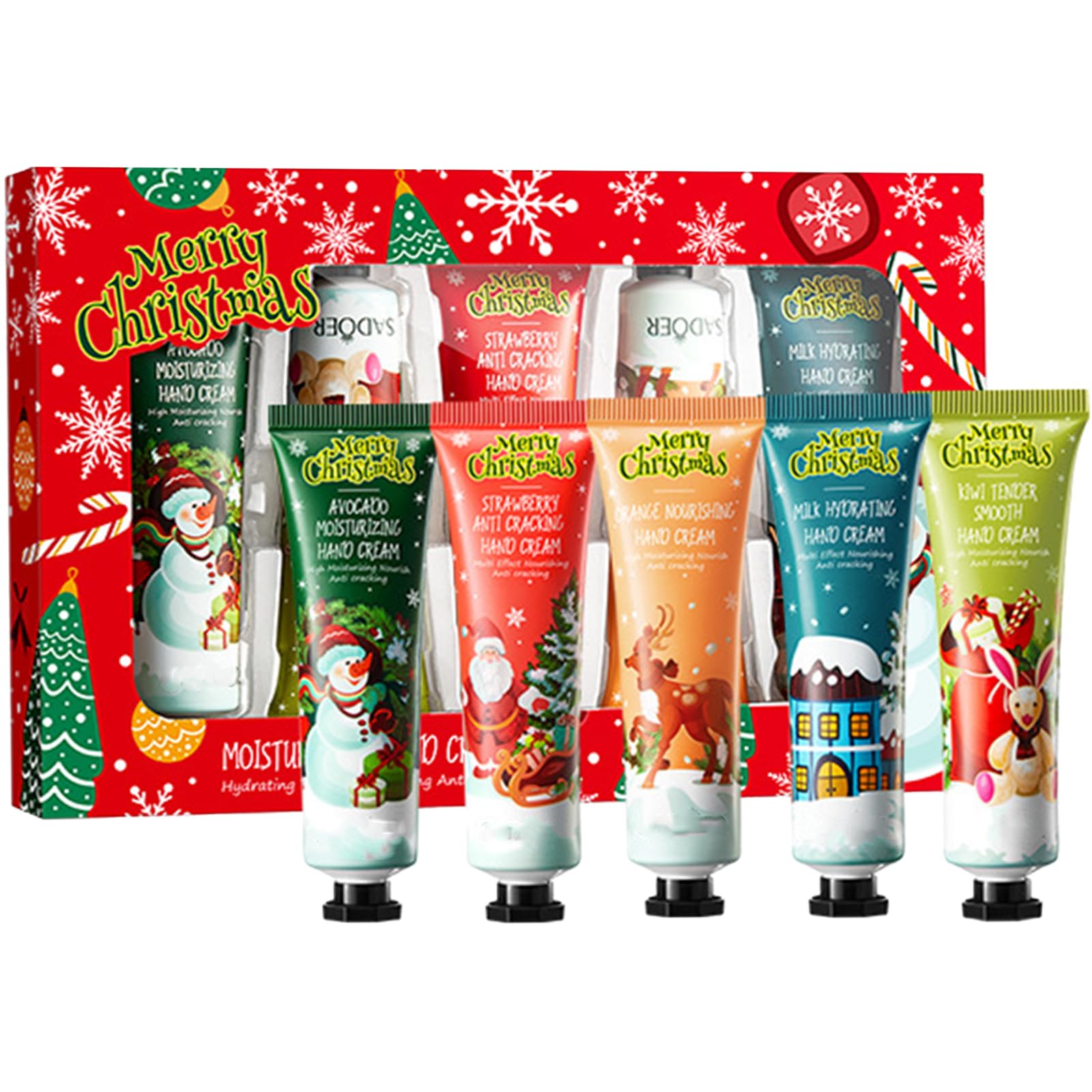 Christmas Hand Cream, Hand Cream Gift Set, Hand Cream Gift Sets for Women, Nourishing Hand Cream Set, Daily Moisturising Hand Cream Set For Women Perfect Gifts (5Pieces)