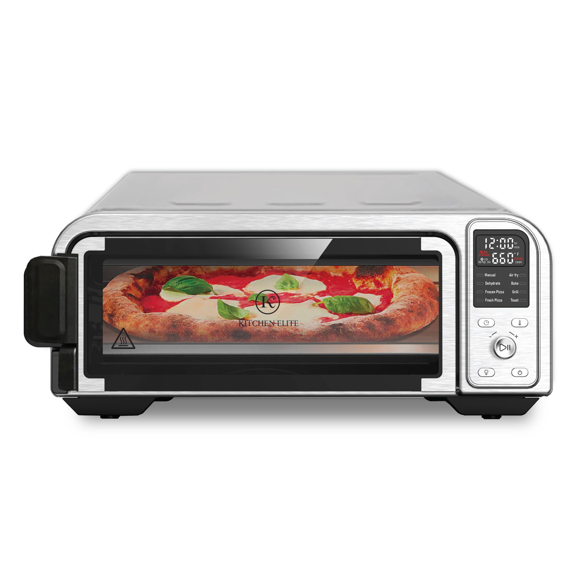 Kitchen Elite 8 in 1 Digital Toaster Oven Air Fryer Combo with Touch Panel and 12 Inch Pizza Capacity, Stainless Steel, Silver