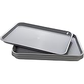 Eslite Rectangular Plastic Serving Trays,Fast Food Serving Cafeteria Trays,17"X13",Set of 6 (Grey)
