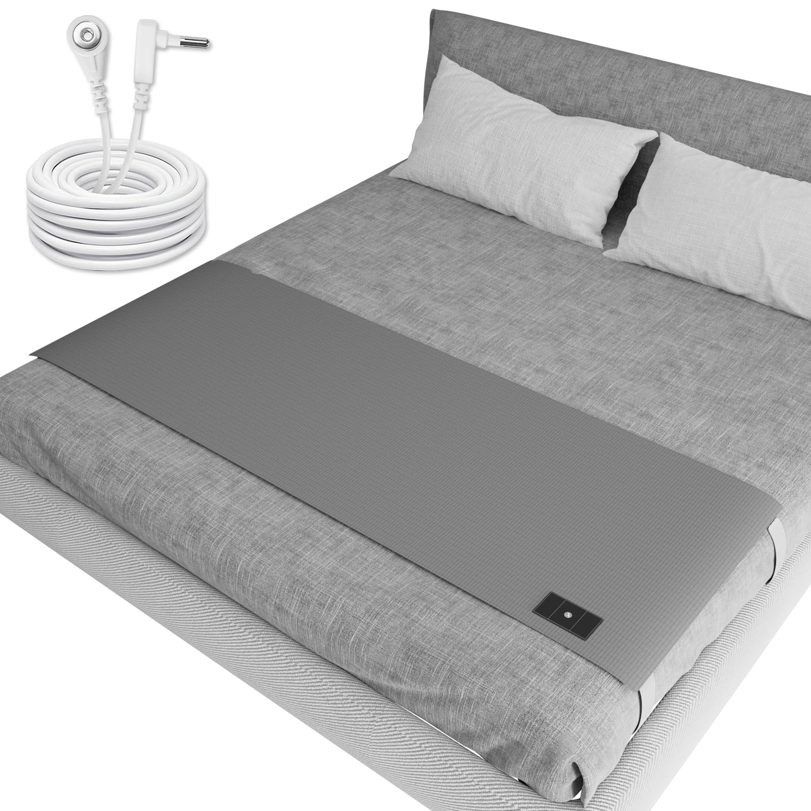 Photo 1 of Grounding Sheets for Queen Size Bed, Grounding Bed Sheets with 10% Silver Fiber, Earth Connected Sheets for Better Sleep, Energy, Pain Relief, Inflammation, Gray, 27"*60"