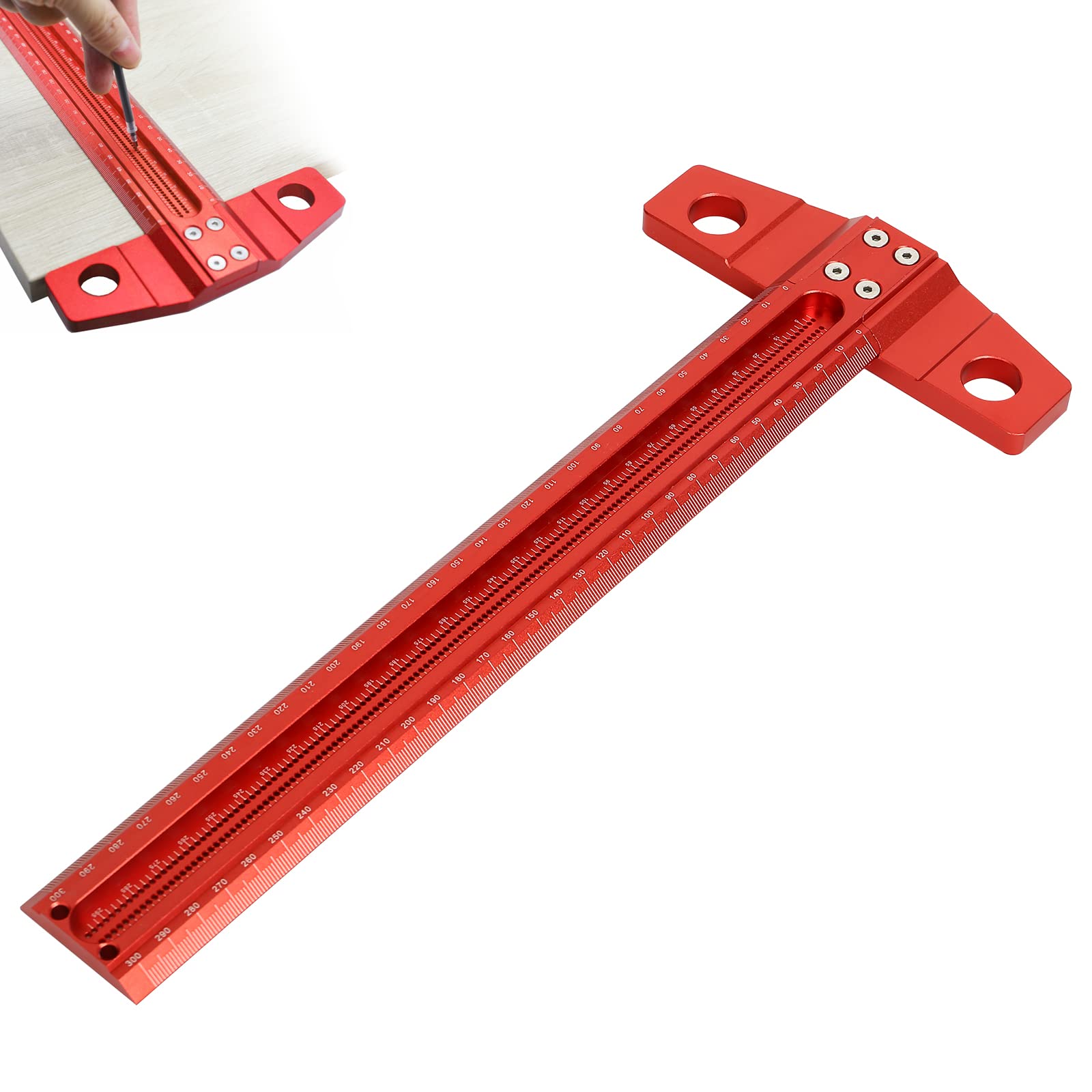 Maxant T-Type Woodworking Scriber, 90 Degree Line Gauge, Architect Ruler, T-Square, 600mm for Carpenter Work, Layout & Measuring Tools (300MM)