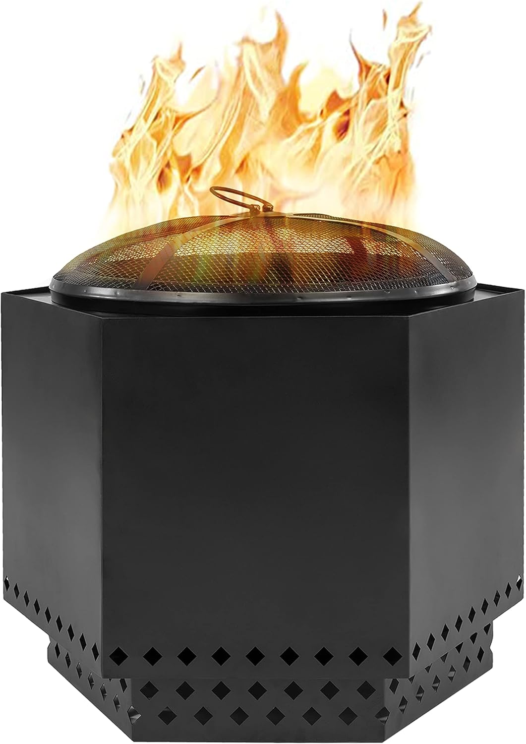 Dragonfire 23.5 Inch Smokeless Wood Burning Outdoor Bonfire Fire Pit Bundle, Includes Stand, Spark Screen, & Waterproof Cover - Great for Camping, Cooking, Tailgating, and Patio, Black : Garden & Outdoor