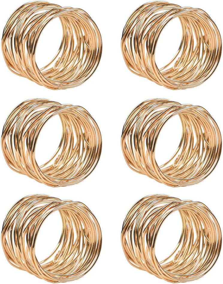 12 Stück Gold Serviettenringe - Metallmaschen Design Für Hochzeit & Festliche Tischdeko