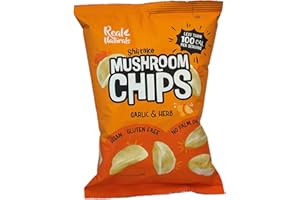 Real Naturals Shiitake Mushroom Chips, Garlic and Herbs, Non GMO, Low Calorie, Vegan, 32g