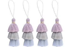 KONMAY 4pcs Tri-Layered Tassels with Hanging Loop for Jewelry Making, Clothing