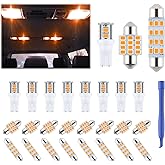 iFunyLED 24 Pieces Dome Light LED Car Interior Bulb Kit Set 194 T10 DE3175 578 31mm 42mm Bulbs Interior Replacement Lights for Car Map License Plate Door Side Marker Cornering Trunk Light - Amber