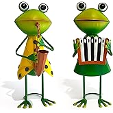 HONGLAND Metal Frog Garden Decor - Metal Frog Outdoor Statue -Funny Garden Frog Decorations - 3D Frog Figurine - Holiday Housewarming Gifts for Women Lawn Patio Yard Garden Decor