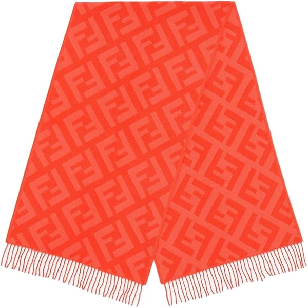 FENDI 毛布 140cm X 210cm FENDI FF Print Tulip Woven Cashmere Fringe Scarf FXT260 at