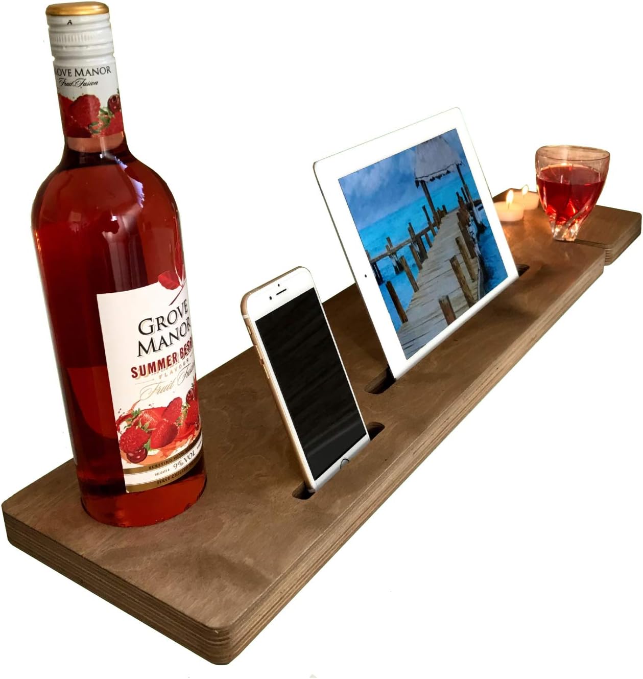 Add a PERSONALISED LASER ENGRAVED message!! Wooden Bath Caddy Bath Shelf Bath Bar Mobile Phone, Tablet, Wine Glass holder (LASER ENGRAVED) Westminster Oak