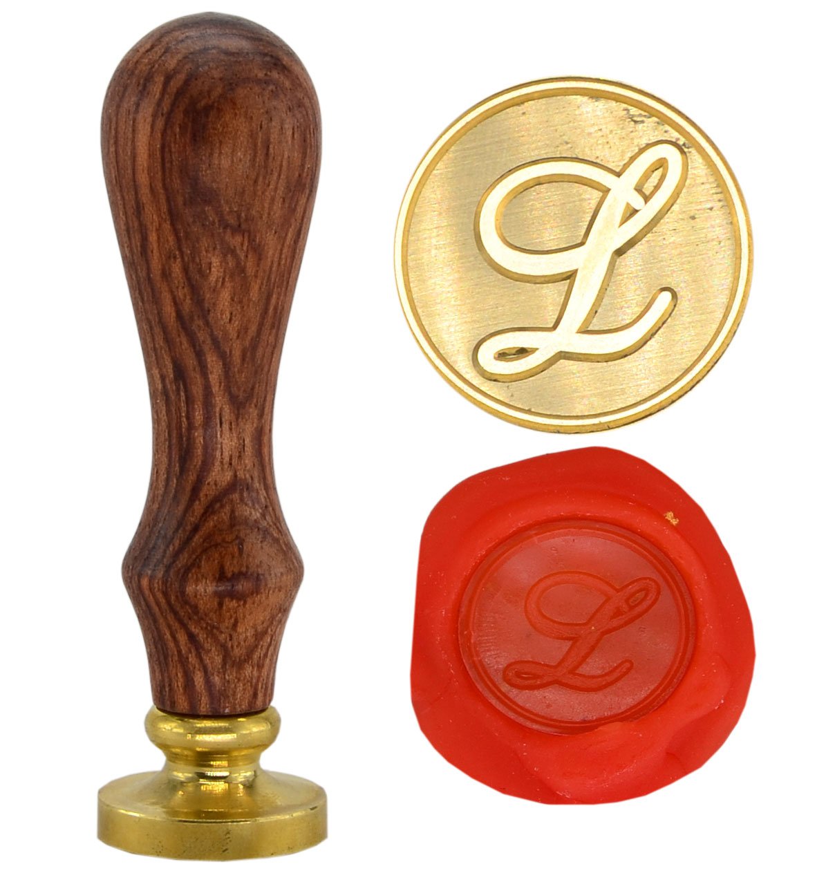 SYAYA Retro Brass Head Wooden Handle 26 Letters A-Z Alphabet Letter Initial Wax Classic Sealing Wax Seal Stamp GZ4 (L)