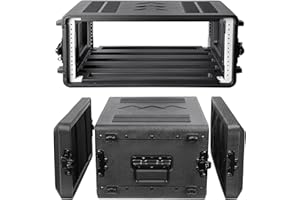 Diandian 4U Rack Case Shallow 17" Depth, 19" Rackmount Flight Case, Watertight Dust-Proof, Shock Mount for Amplifier, Pro Audio, DJ Mixer, Effects with Microphone Compartments