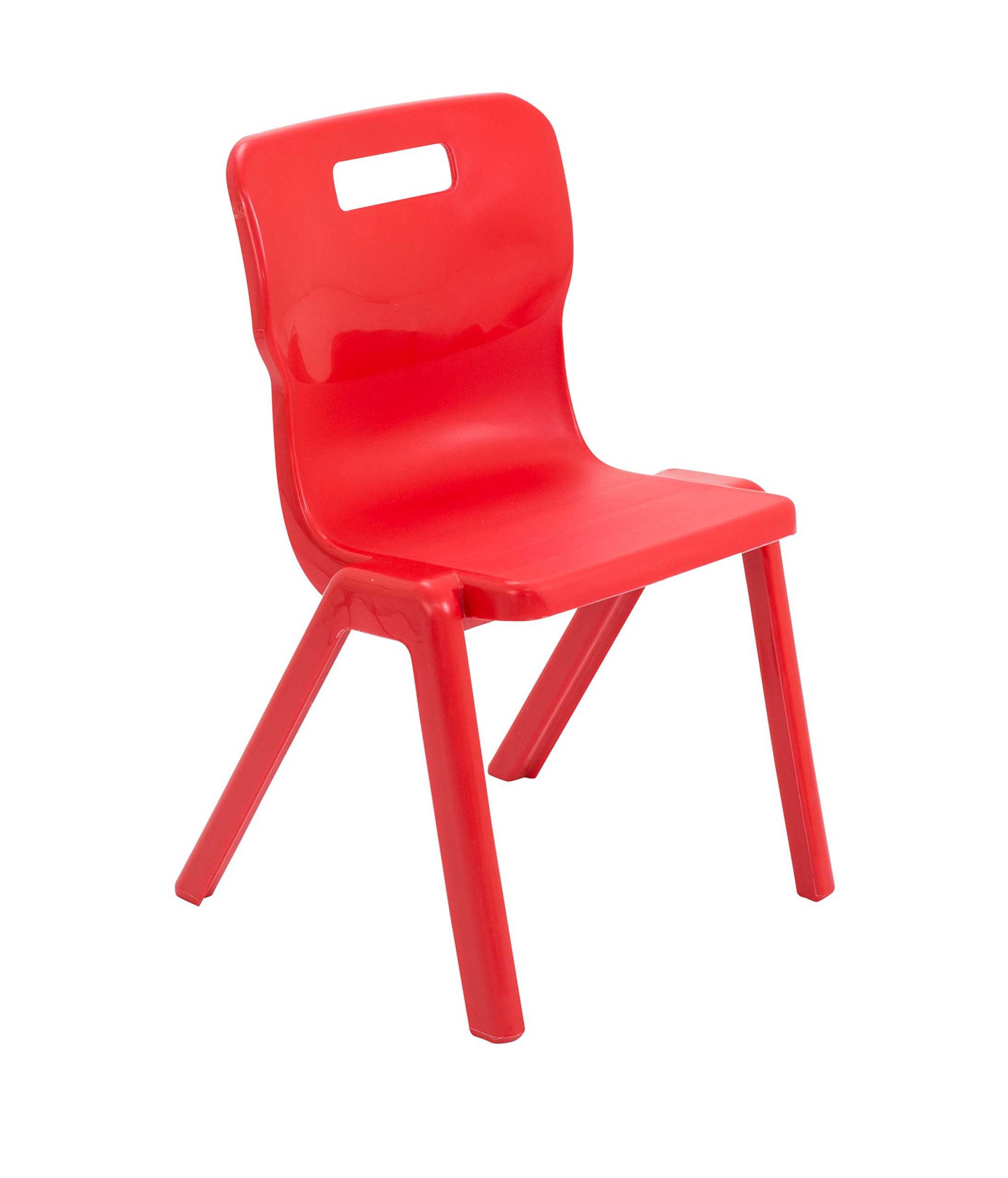 Titan One Piece Classroom Chair, Plastic, Red, Size 4 for Ages 8-9 Years