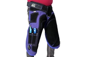 Equine Care Farrier Apron Chaps 2mm Cowhide Leather, 500 GSM Canvas, Air-Mesh, 29" Length, Adjustable Waist (28"-52"), Ergonomic Foam-Padded Thigh & Back Support, 4 Knife Pockets, 2 Nail Magnets.