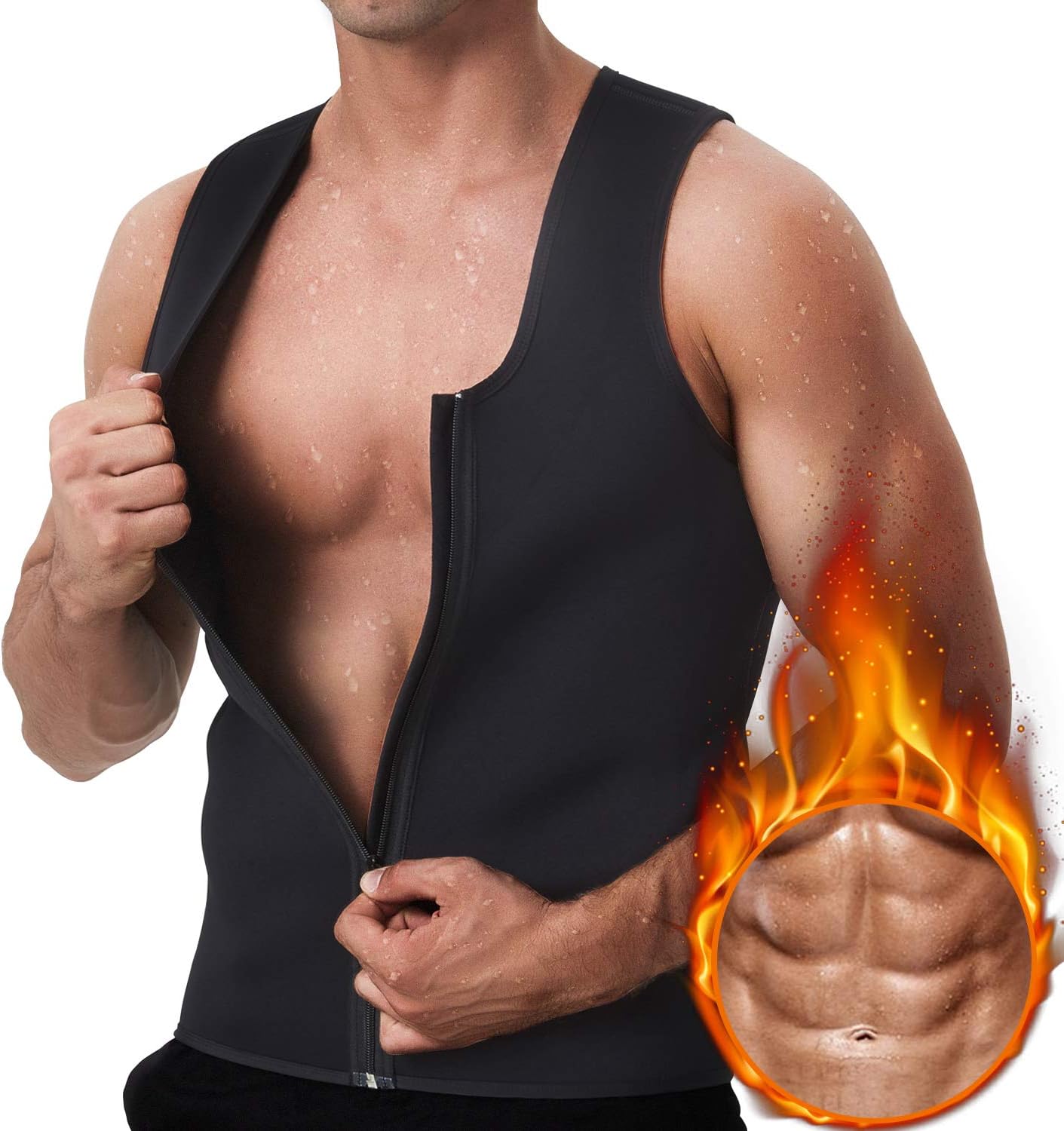 Men Waist Trainer Vest Neoprene Corset Compression Sweat Body Shaper Slimming Shirt Workout Suit