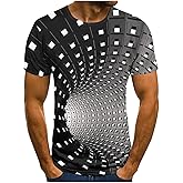 Unisex Fashion 3D Print T-Shirts Funny 3D Abstract Art Trippy Graphics Crewneck Short Sleeve Tops for Mens Womens