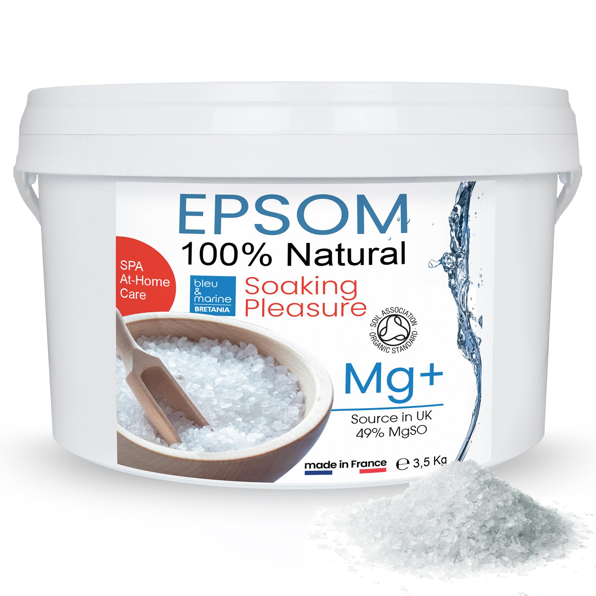 Organic Epsom Salt - Natural Magnesium sulfate - Epsom Salt Muscle and Joint - Epsom Salts for Garden use - Foot SPA - Epsom Bath Salts - Muscle & Foot soak - 3.5 kg; 123 fl oz