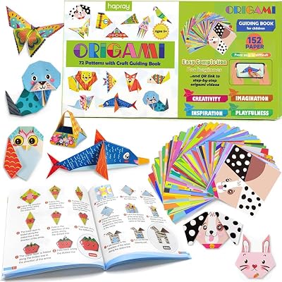 hapray Origami Kit for Kids 6-12 152 Papers 72 Patterns Guiding Book